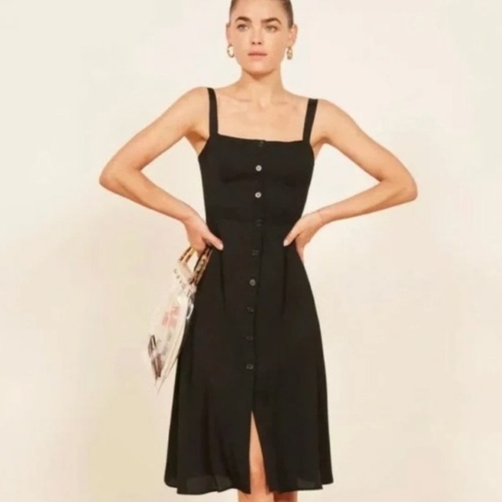 Reformation Black Midi Dress